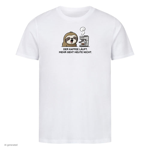 T-Shirt Der Kaffee läuft Faultier, Motivansicht