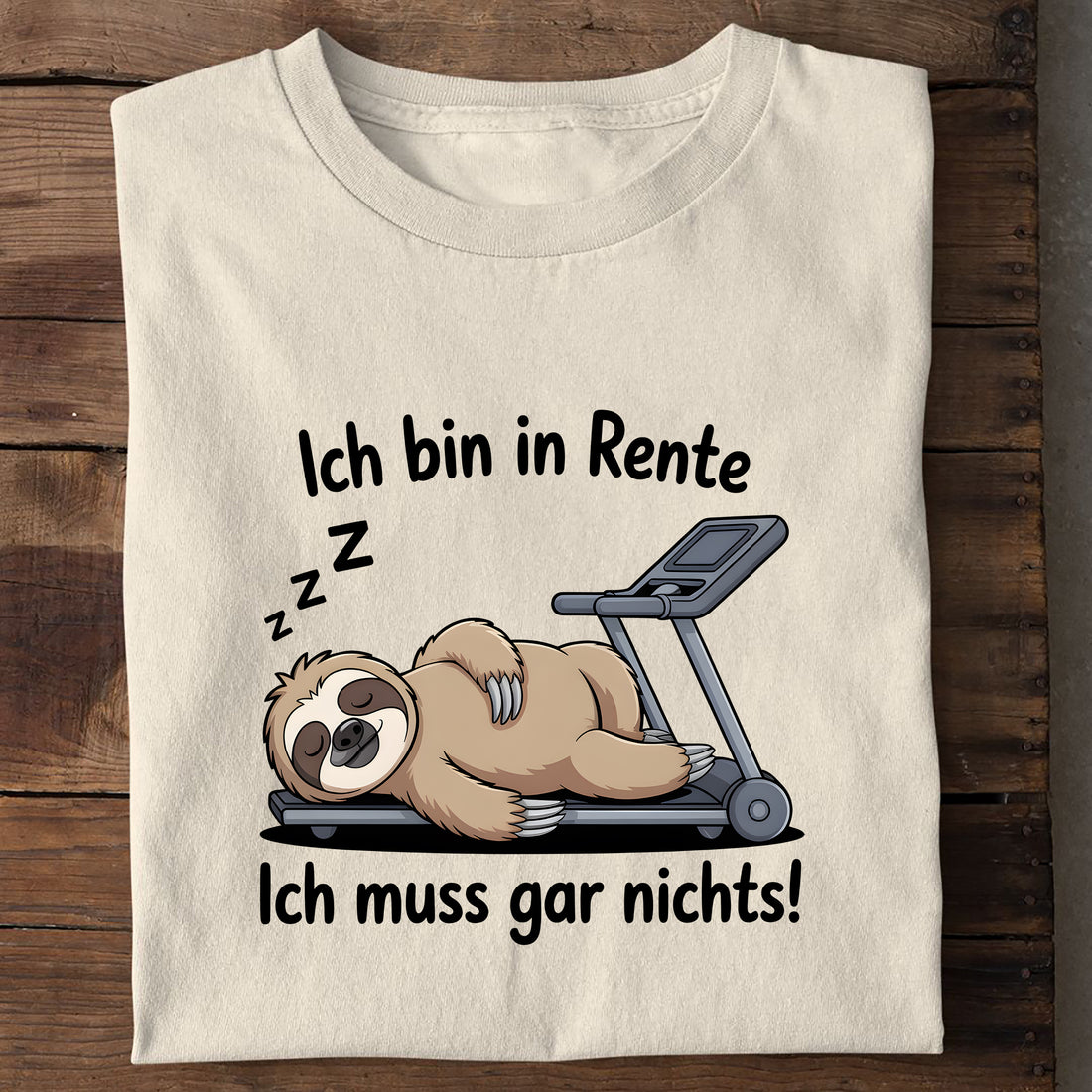 T-Shirt Ich bin in Rente Laufband, Seitenansicht