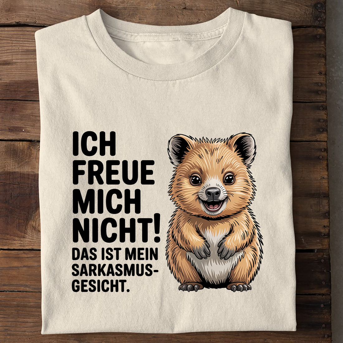 T-Shirt Sarkasmus Gesicht, Seitenansicht