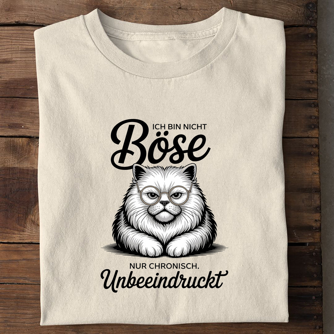 T-Shirt Unbeeindruckt Katze, Seitenansicht