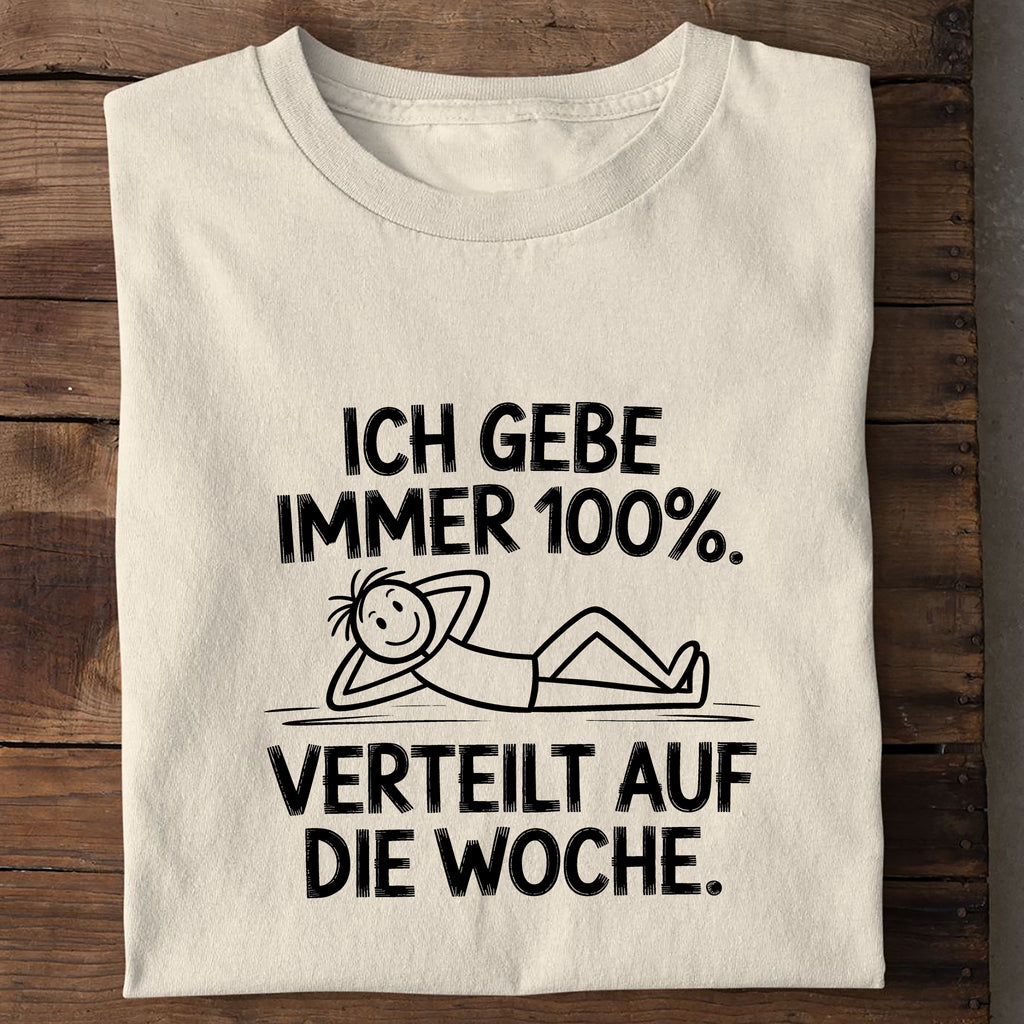 T-Shirt gebe 100 Prozent, Seitenansicht