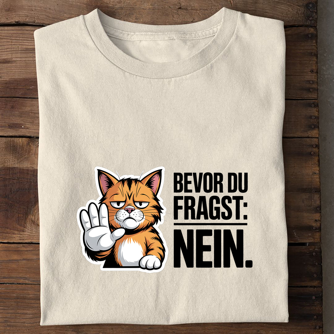 T-Shirt Nein Katze, Seitenansicht