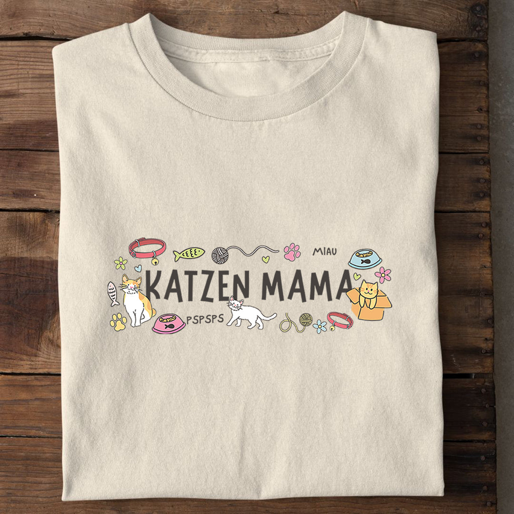 T-Shirt Katzen Mama Chaotisch, Seitenansicht