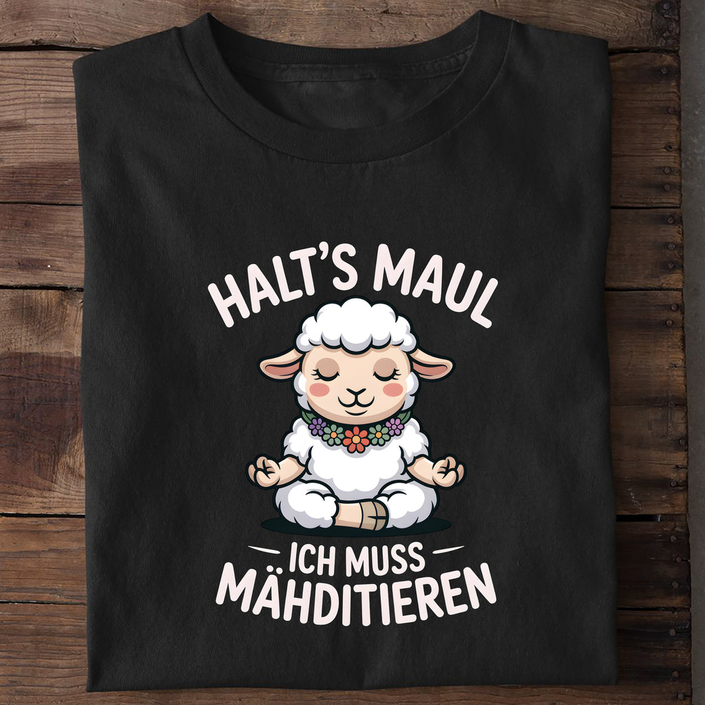 T-Shirt Ich muss Mähditieren, getragen