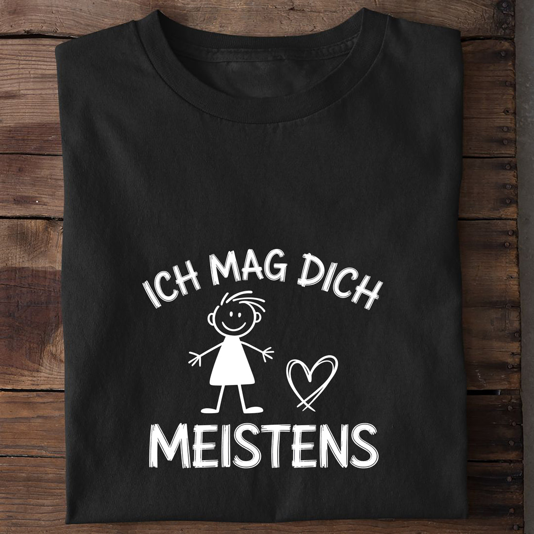 T-Shirt Ich mag dich, meistens, getragen