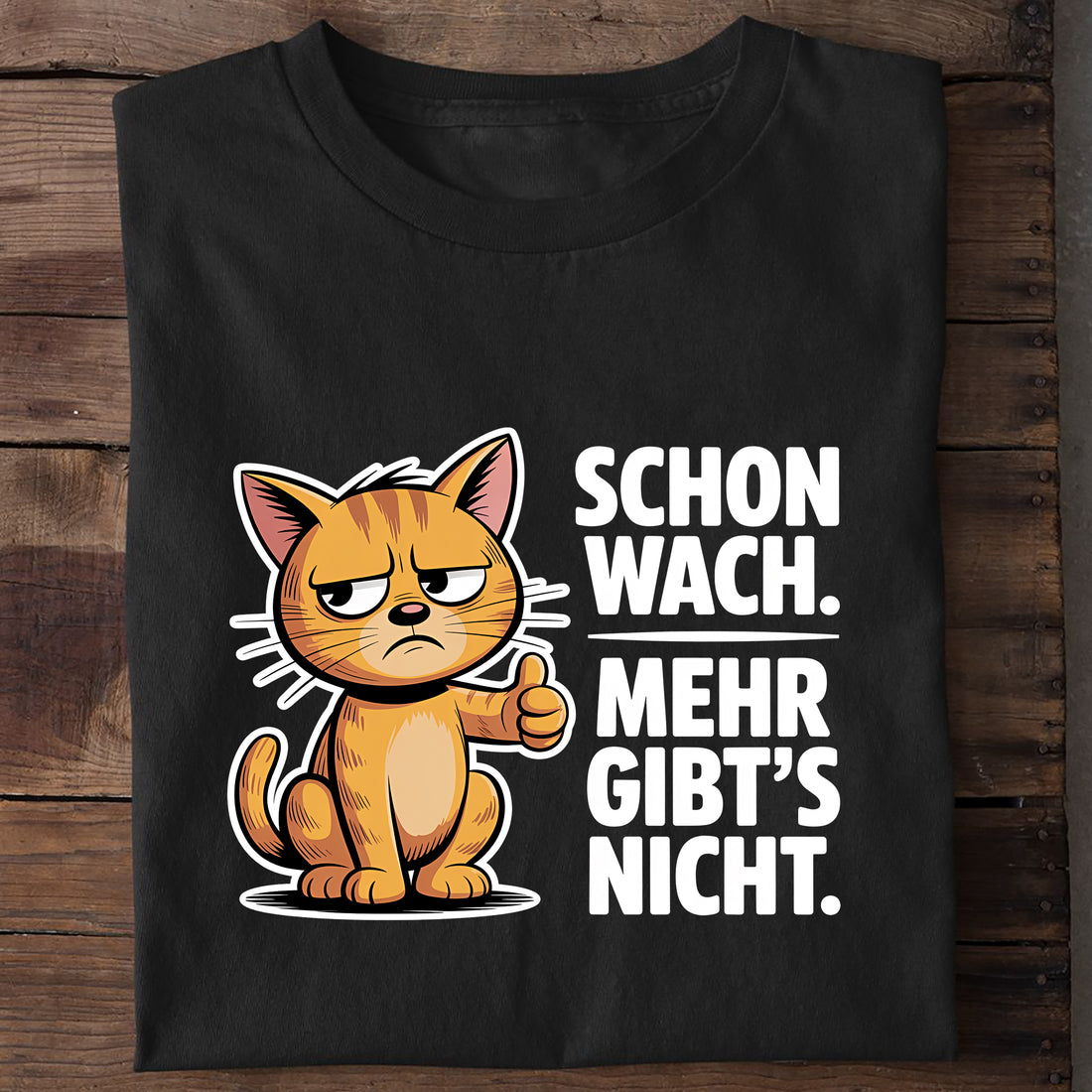 T-Shirt Schon wach. Mehr gibts nicht, getragen
