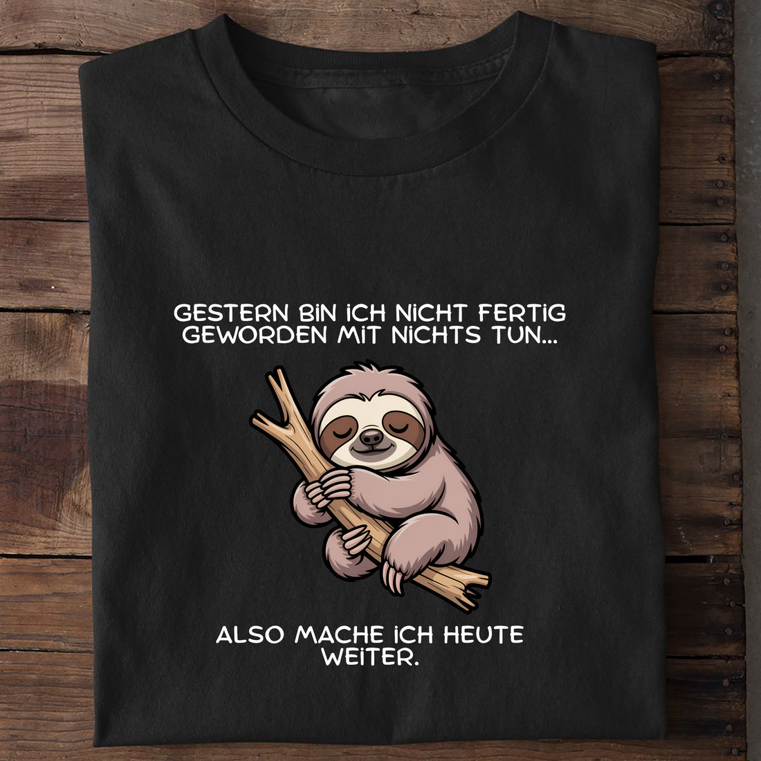 Bio T-Shirt Nicht fertig geworden mit Nichtstun, getragen