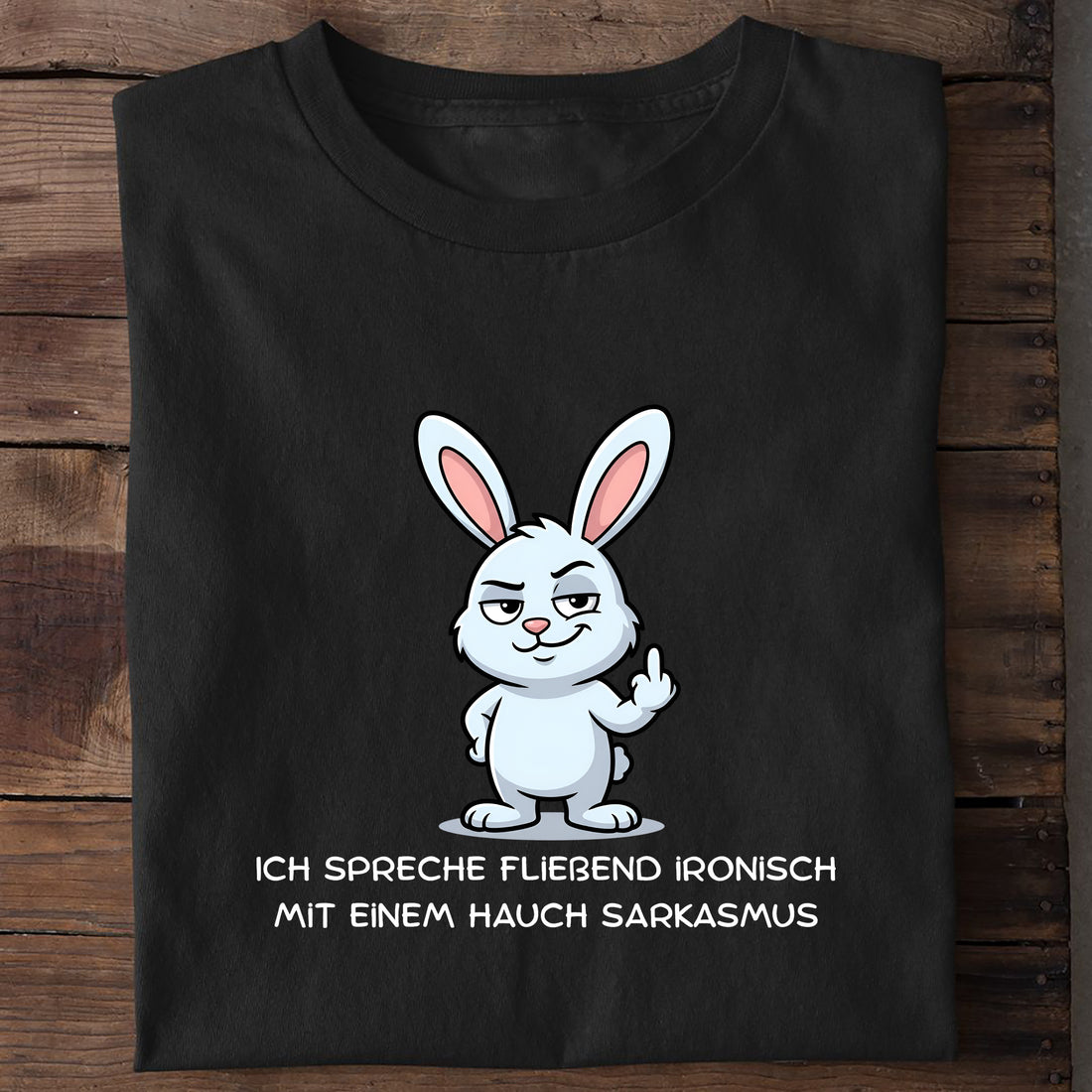 T-Shirt Ironisch mit einem Hauch Sarkasmus, getragen