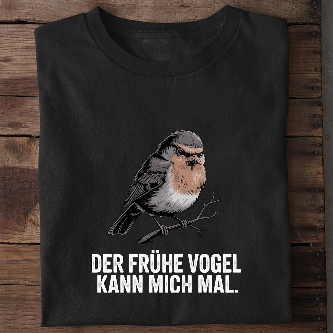 T-Shirt Frühe Vogel Spatz, getragen