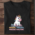 Bio T-Shirt Friede Freude Fresse halten, getragen