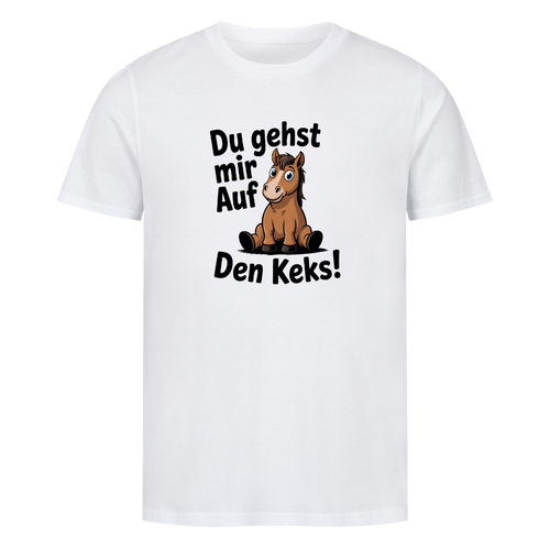 Unisex Bio-T-Shirt von Beyond Humor mit dem Spruch 'Du gehst mir auf den Keks' – Motivansicht