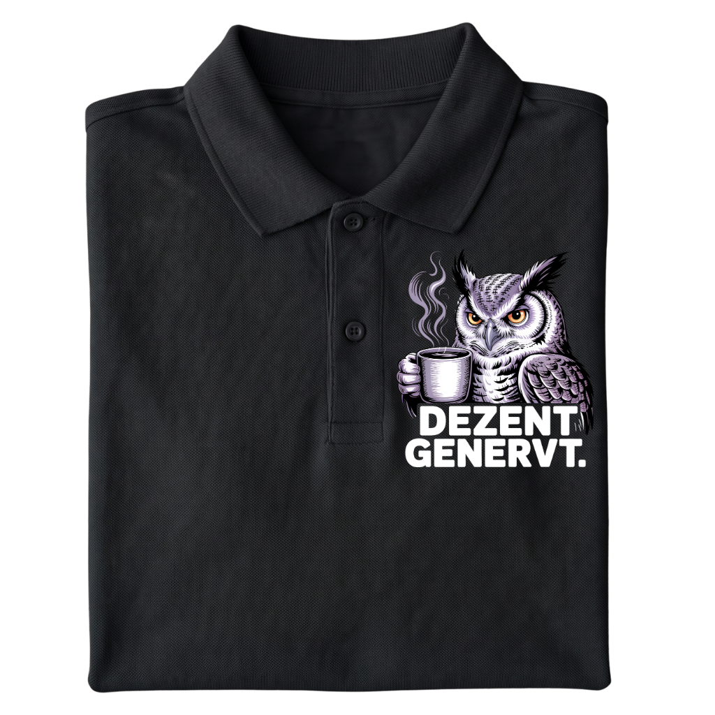 Dezent genervt Polo T-Shirt gefaltetes Mockup