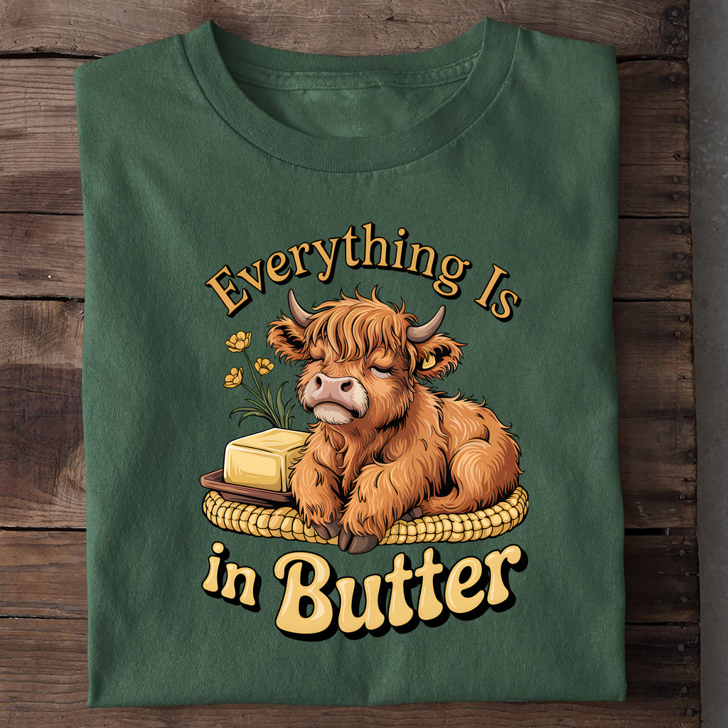 T-Shirt Everything is in Butter, Nahaufnahme