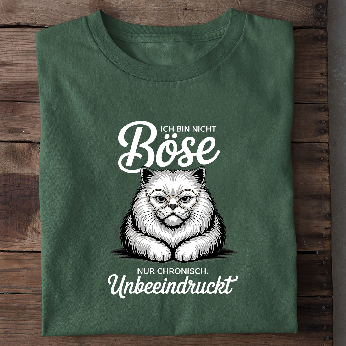 T-Shirt Unbeeindruckt Katze, Nahaufnahme