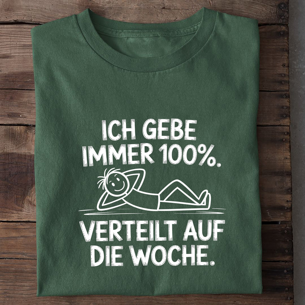 T-Shirt gebe 100 Prozent, Nahaufnahme