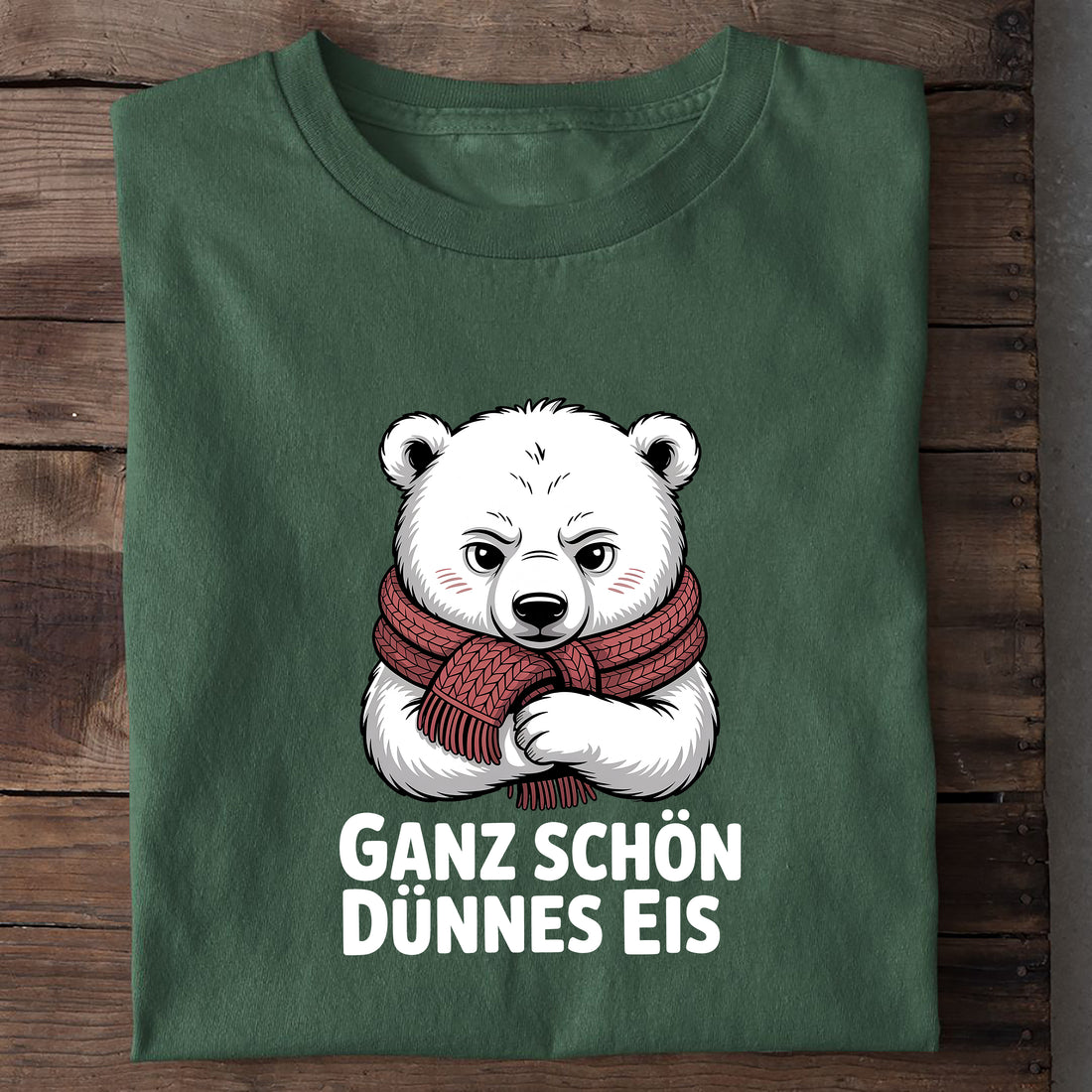 T-Shirt Dünnes Eis Eisbär, Nahaufnahme