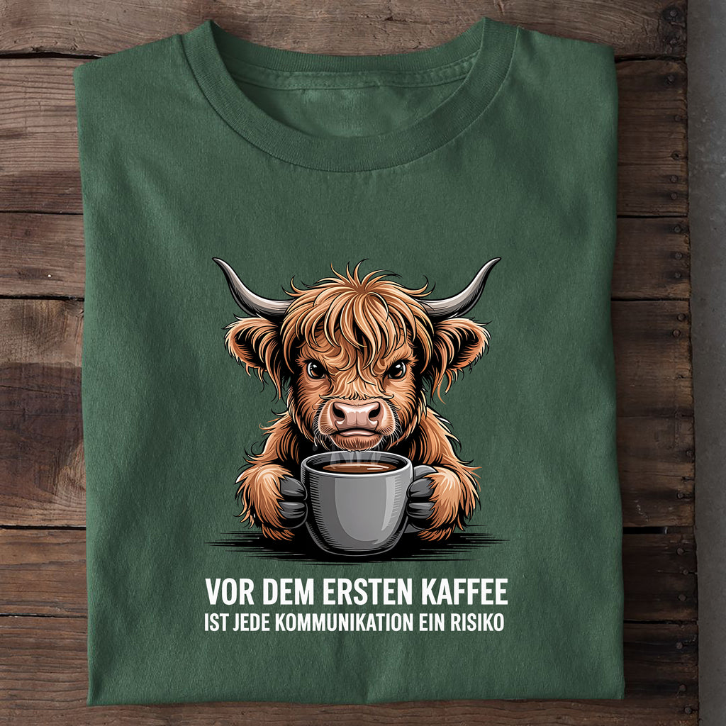 T-Shirt Erster Kaffe, Nahaufnahme