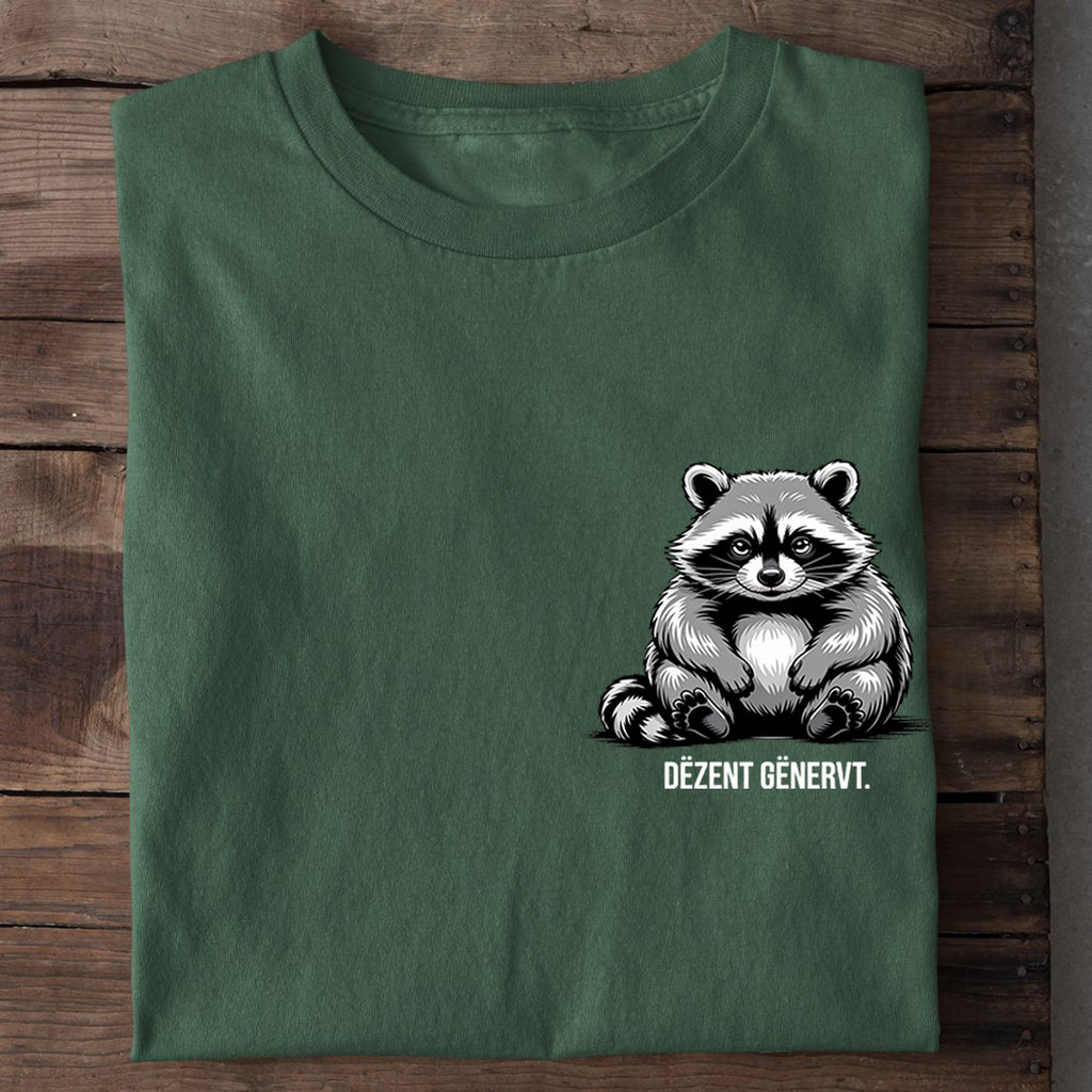 T-Shirt Dezent Genervt Waschbär, Nahaufnahme