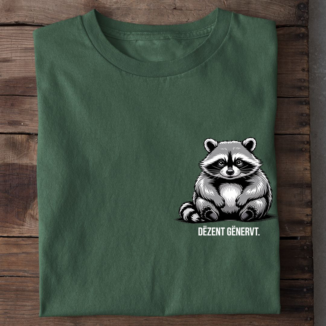 T-Shirt Dezent Genervt Waschbär, Nahaufnahme