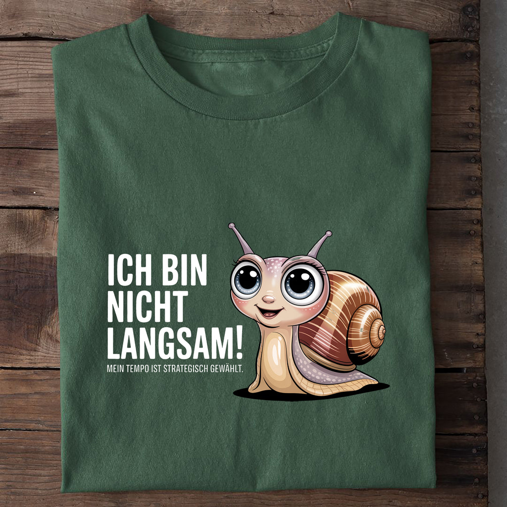T-Shirt Ich bin nicht langsam, Nahaufnahme