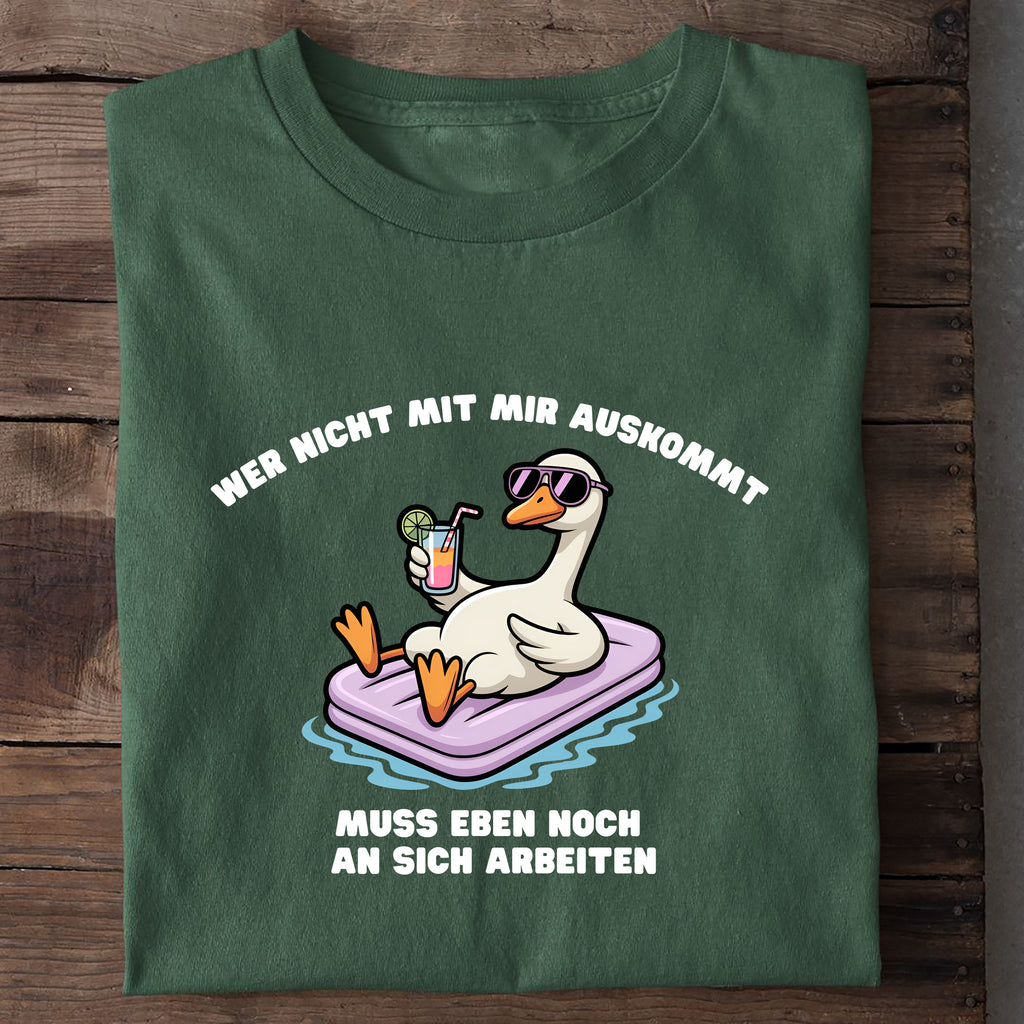 T-Shirt Wer nicht mit mir auskommt, Nahaufnahme