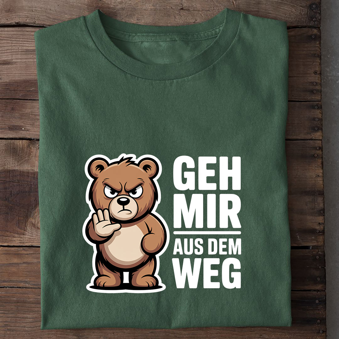 T-Shirt Geh mir aus dem Weg Bär, Nahaufnahme