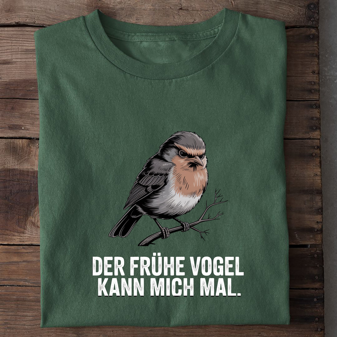 T-Shirt Frühe Vogel Spatz, Nahaufnahme
