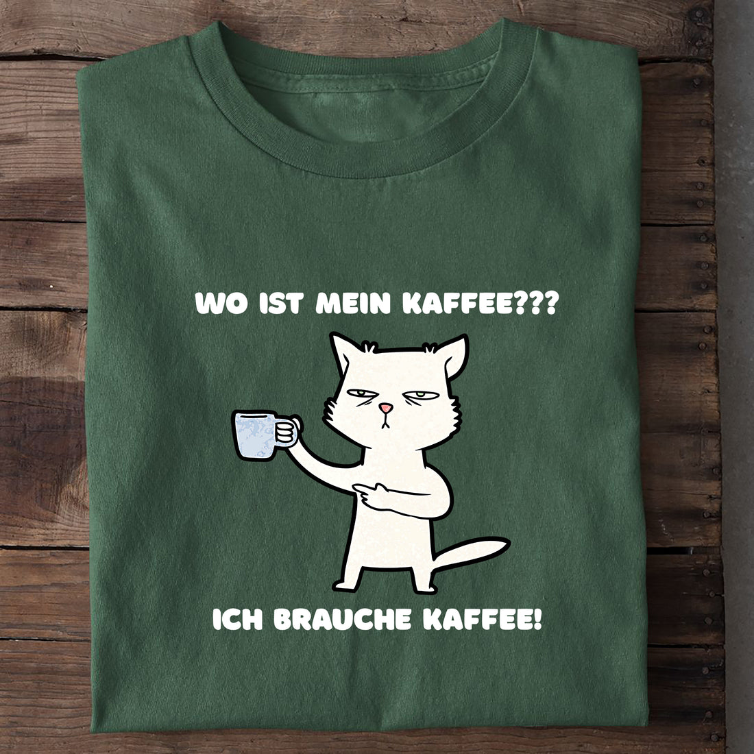 T-Shirt Ich brauche Kaffee, Nahaufnahme