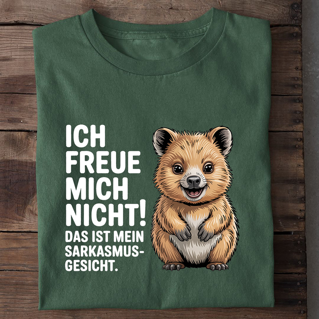 T-Shirt Sarkasmus Gesicht, Nahaufnahme