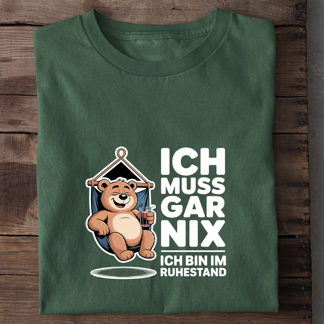 T-Shirt Ich muss gar nix, Nahaufnahme