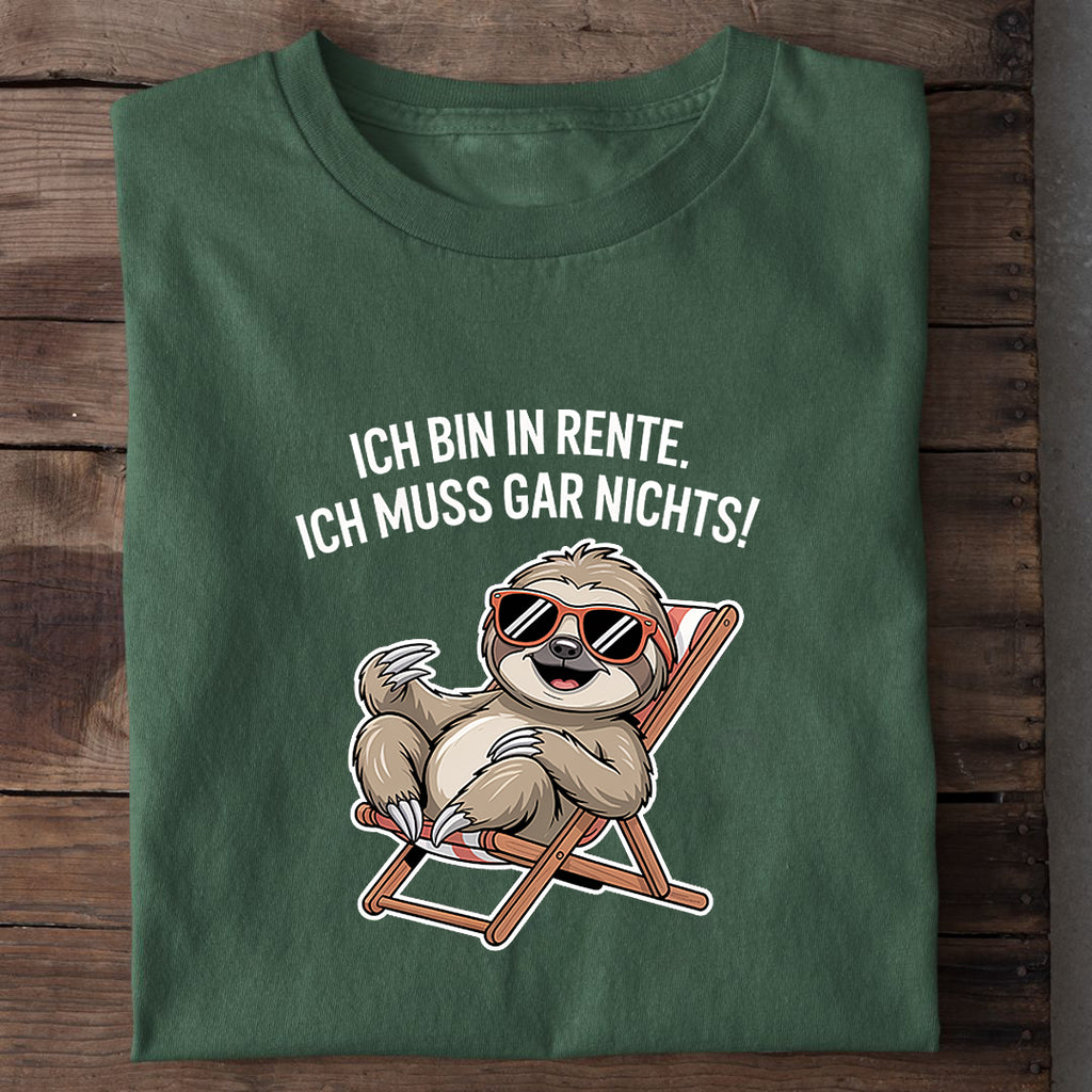 T-Shirt Rente Faultier, Nahaufnahme