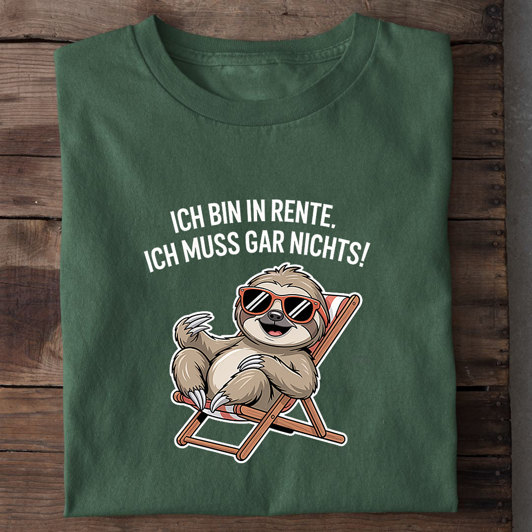 T-Shirt Rente Faultier, Nahaufnahme