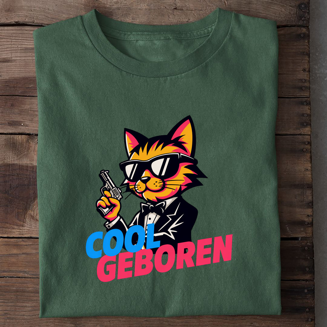 T-Shirt Cool geboren, Nahaufnahme