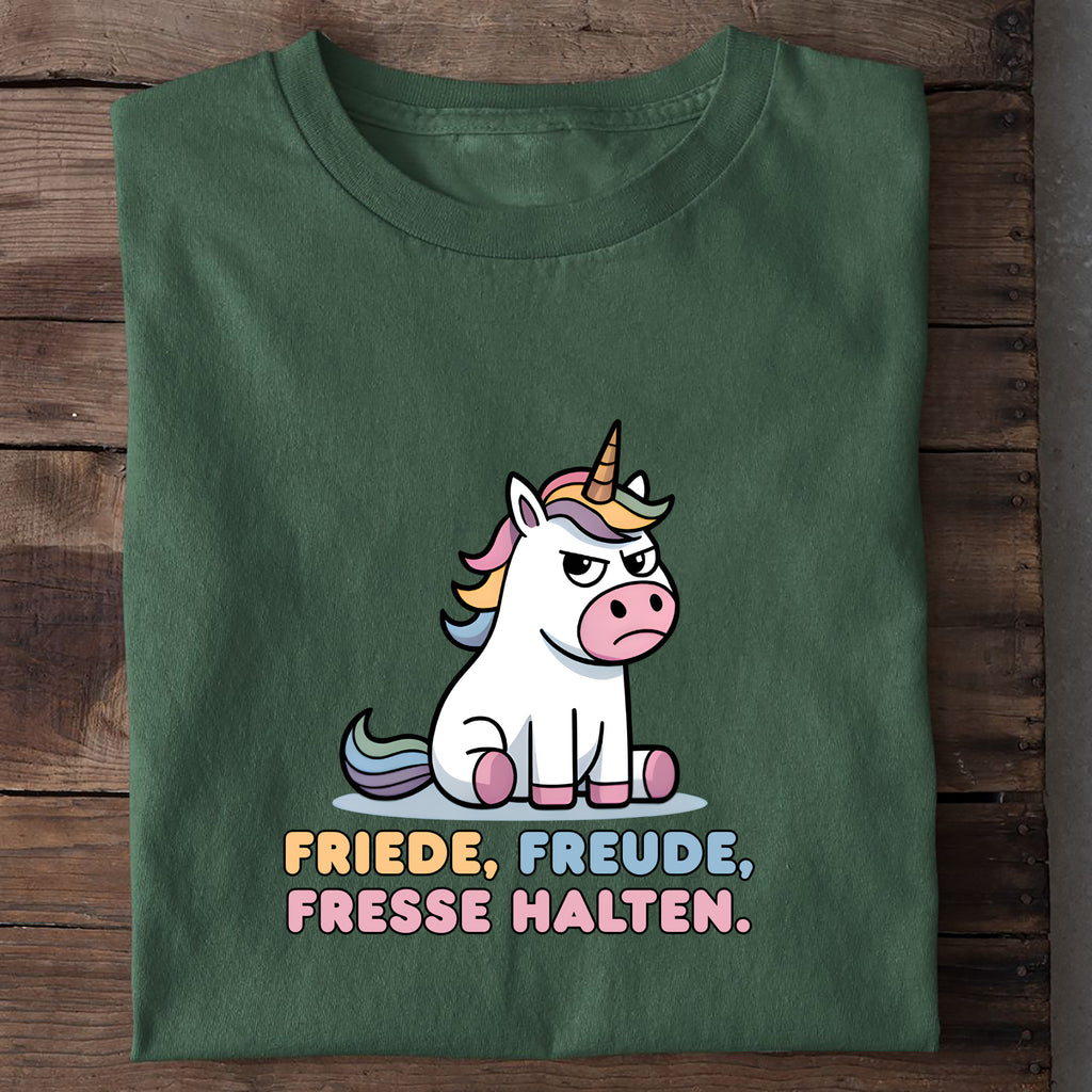 T-Shirt Friede Freude Fresse Halten, Nahaufnahme