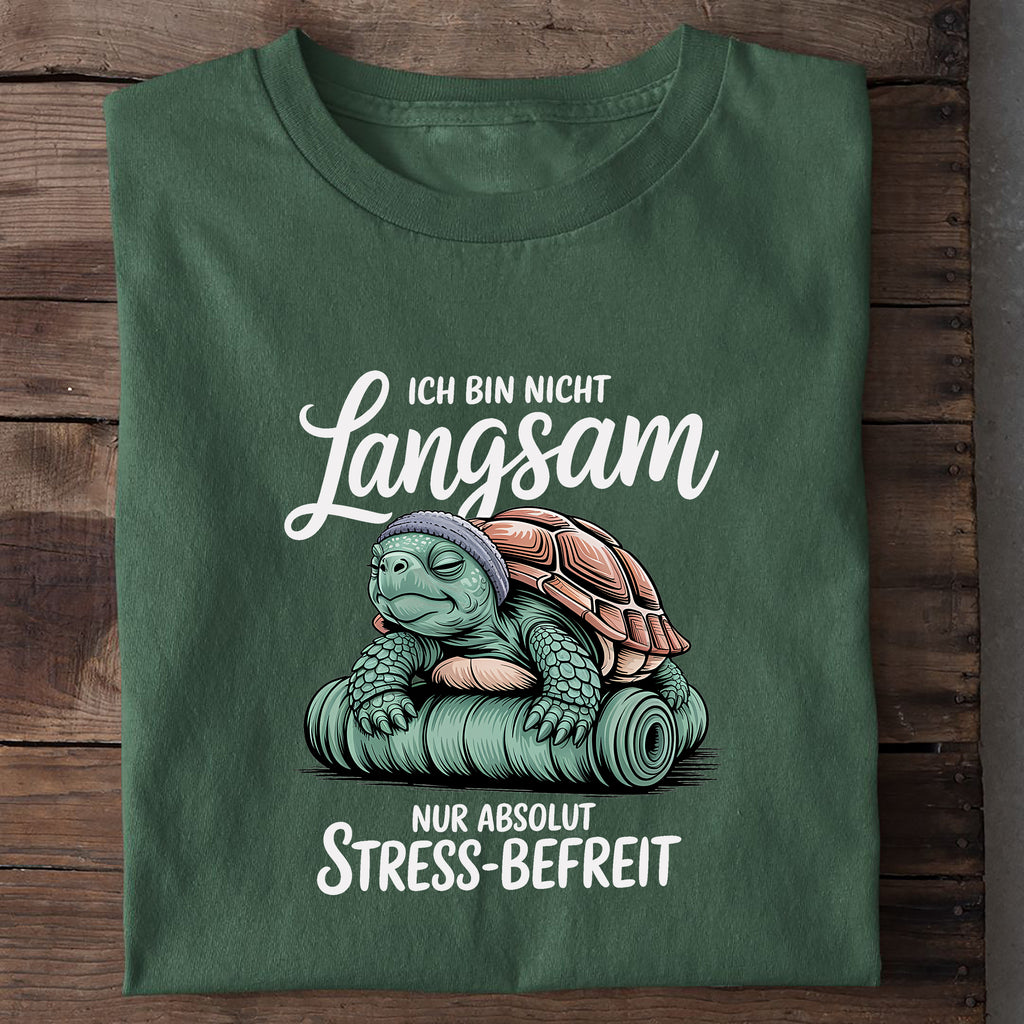 T-Shirt Stressbefreit, Nahaufnahme