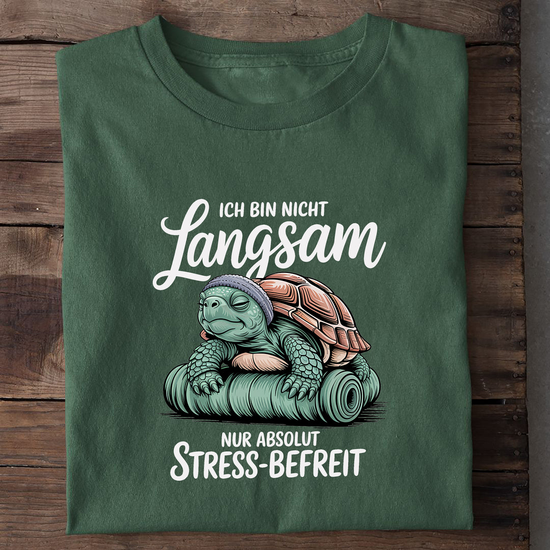 T-Shirt Stressbefreit, Nahaufnahme