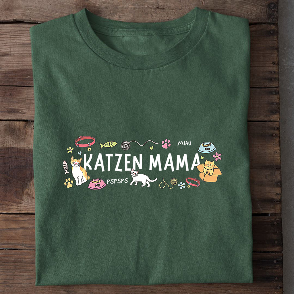 T-Shirt Katzen Mama Chaotisch, Nahaufnahme