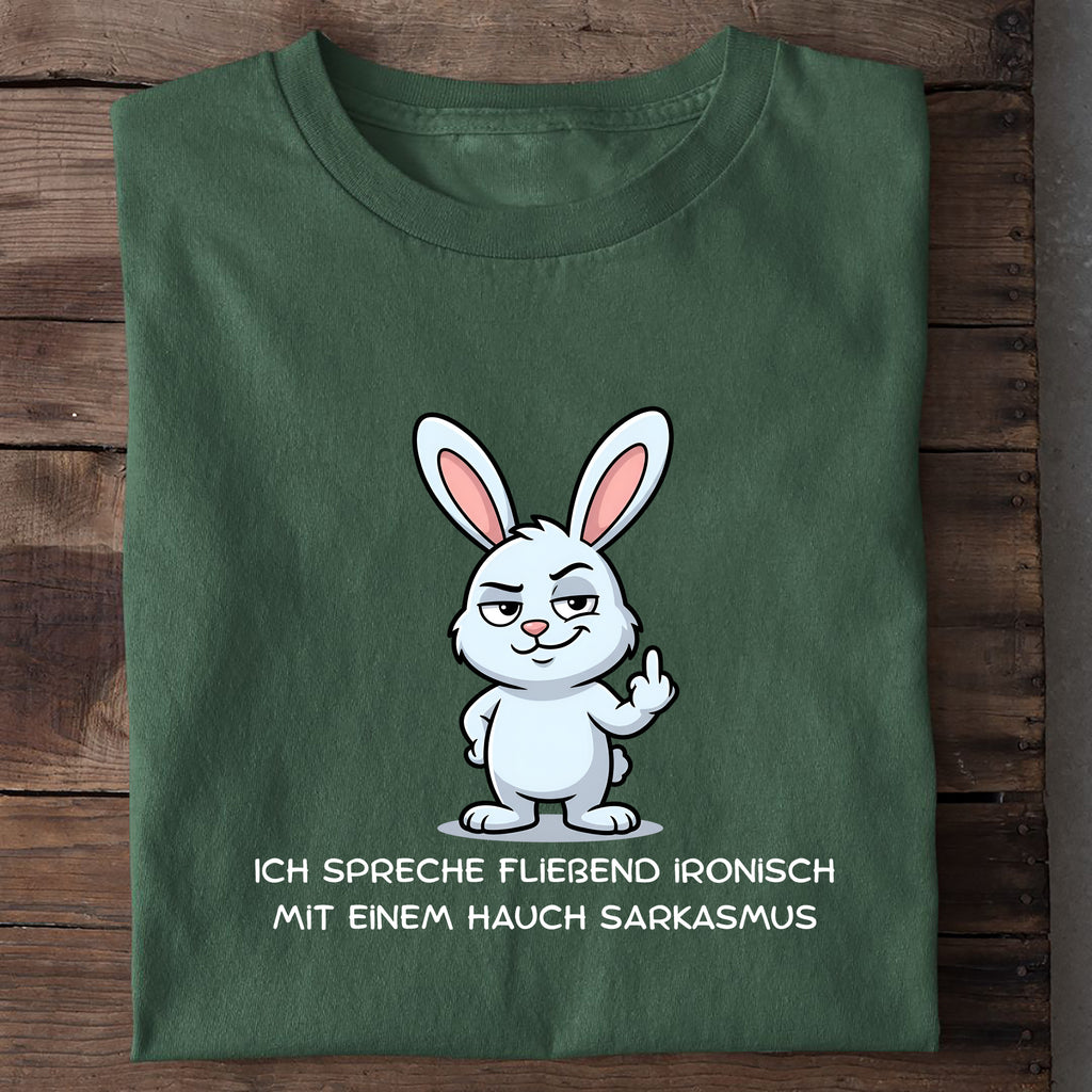 T-Shirt Ironisch mit einem Hauch Sarkasmus, Nahaufnahme