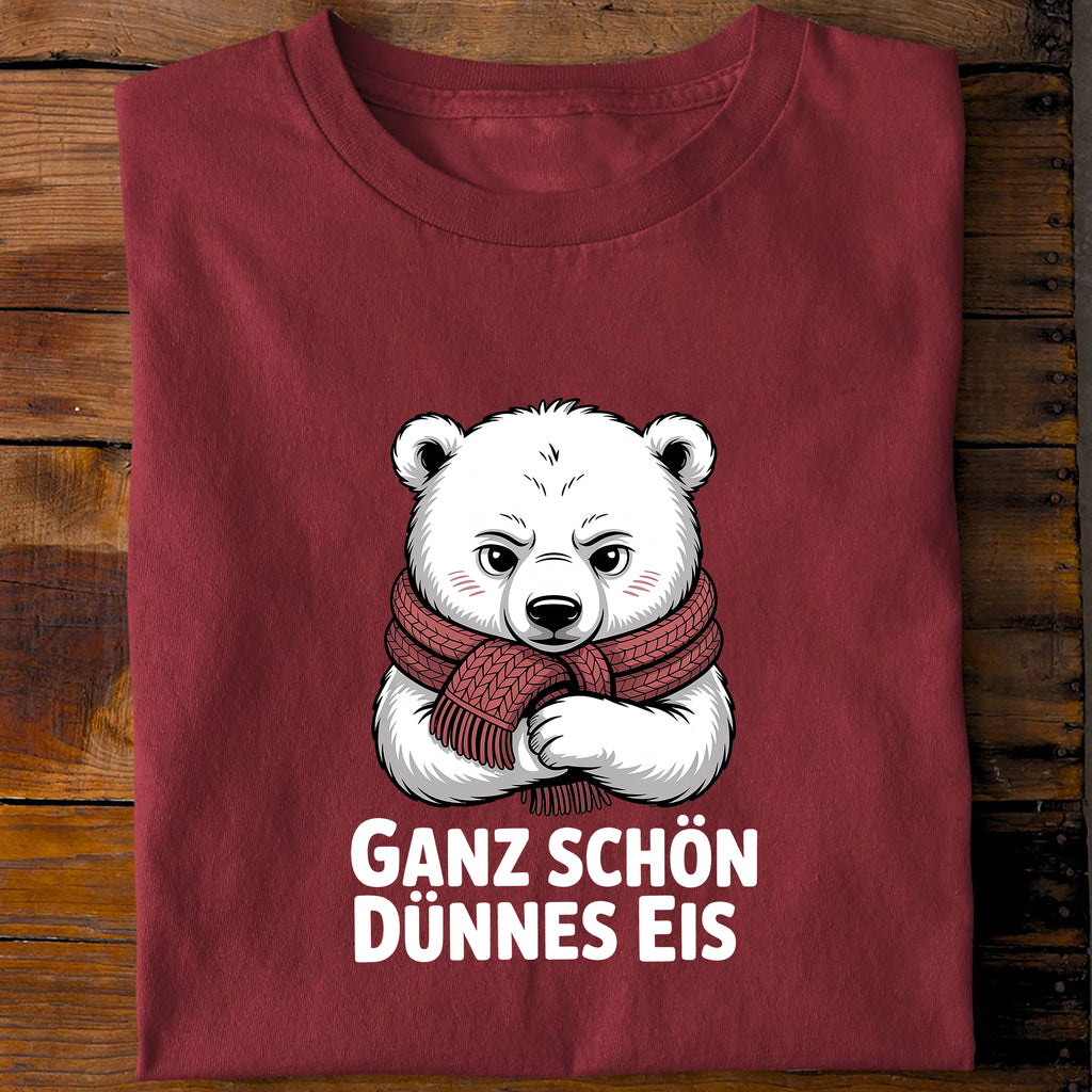 T-Shirt Dünnes Eis Eisbär, Rückansicht
