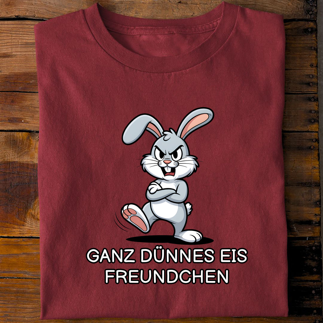 T-Shirt Ganz dünnes Eis Hase, Rückansicht