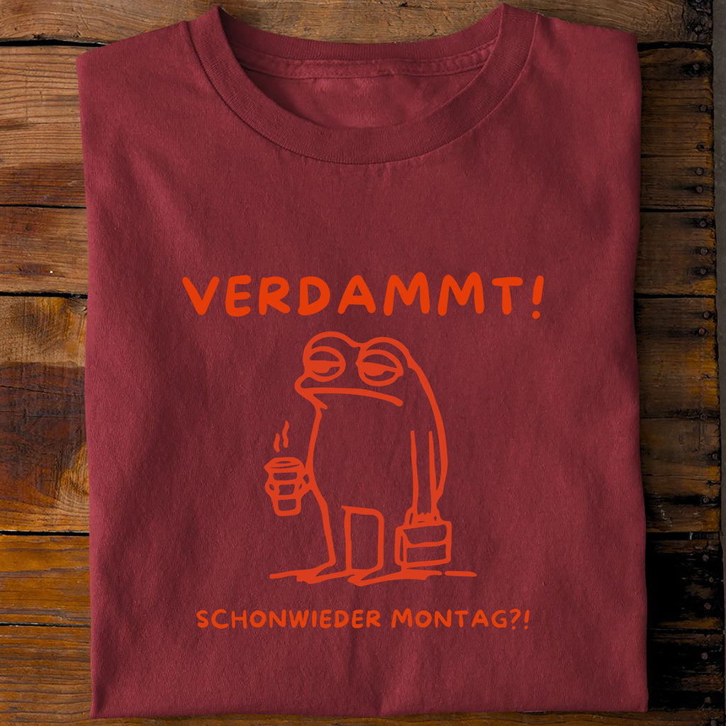 T-Shirt Verdammt Montag Frosch, Rückansicht