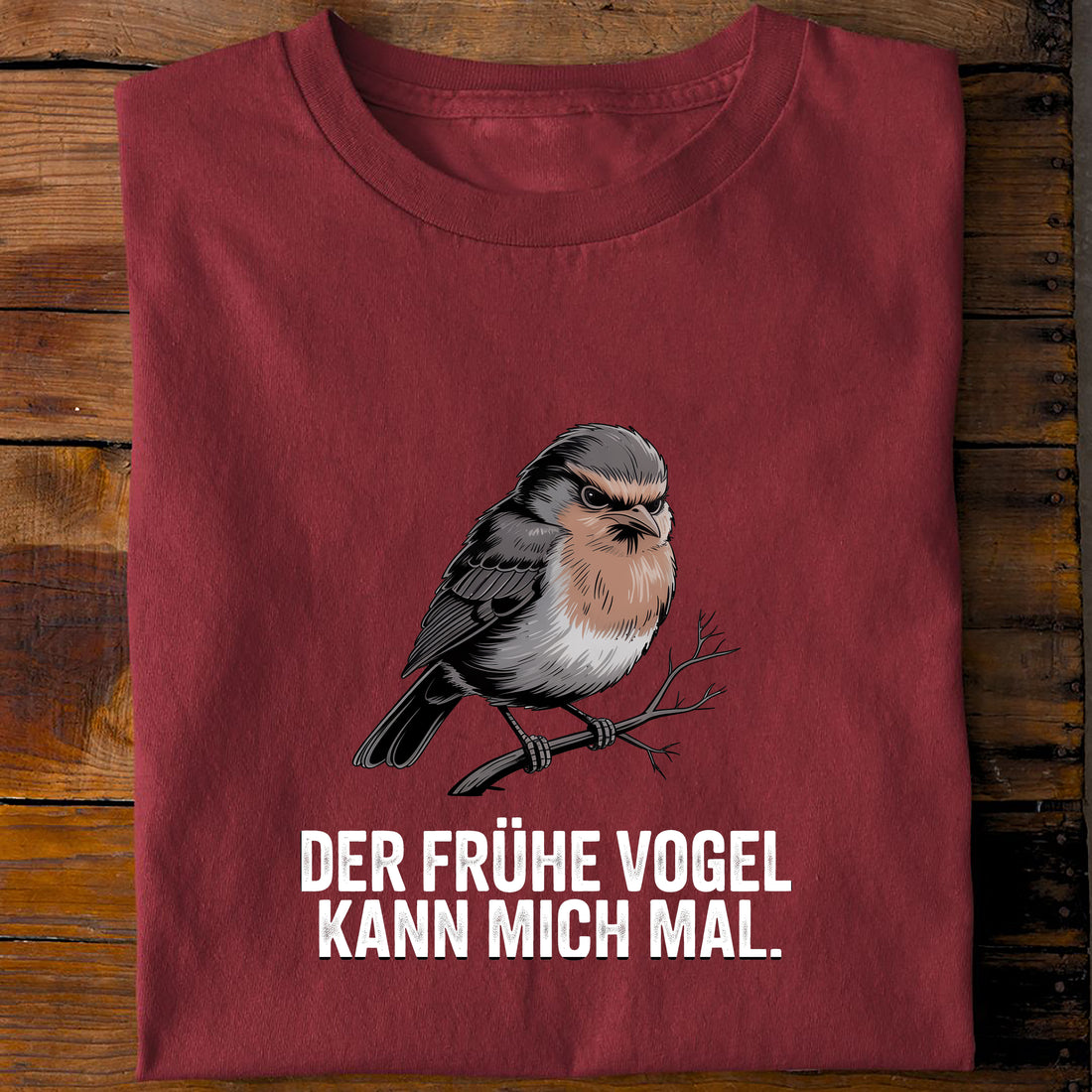 T-Shirt Frühe Vogel Spatz, Rückansicht