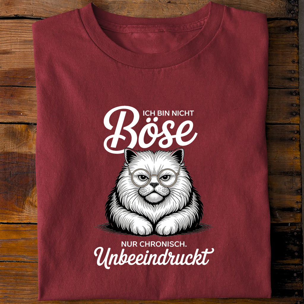 T-Shirt Unbeeindruckt Katze, Rückansicht