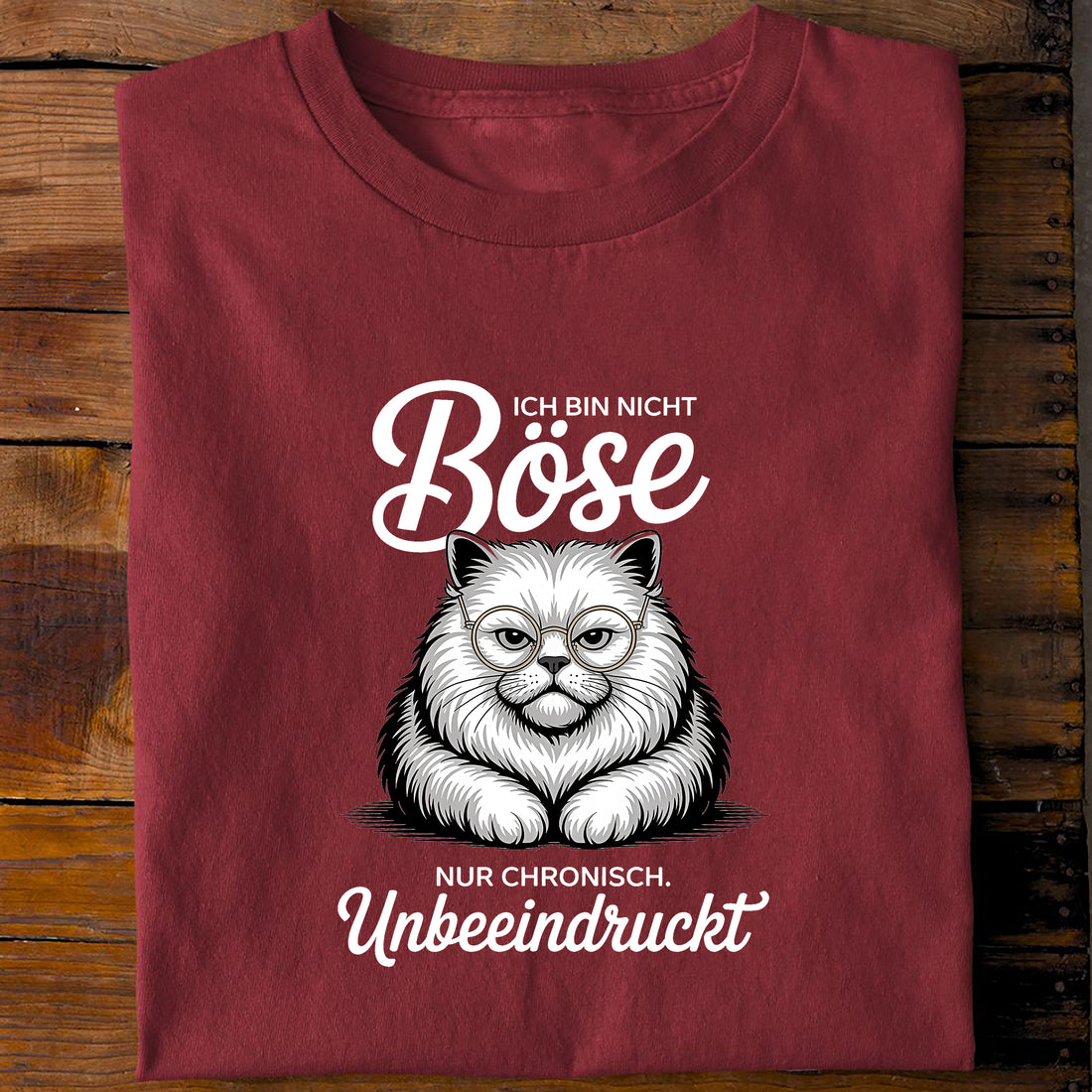 T-Shirt Unbeeindruckt Katze, Rückansicht