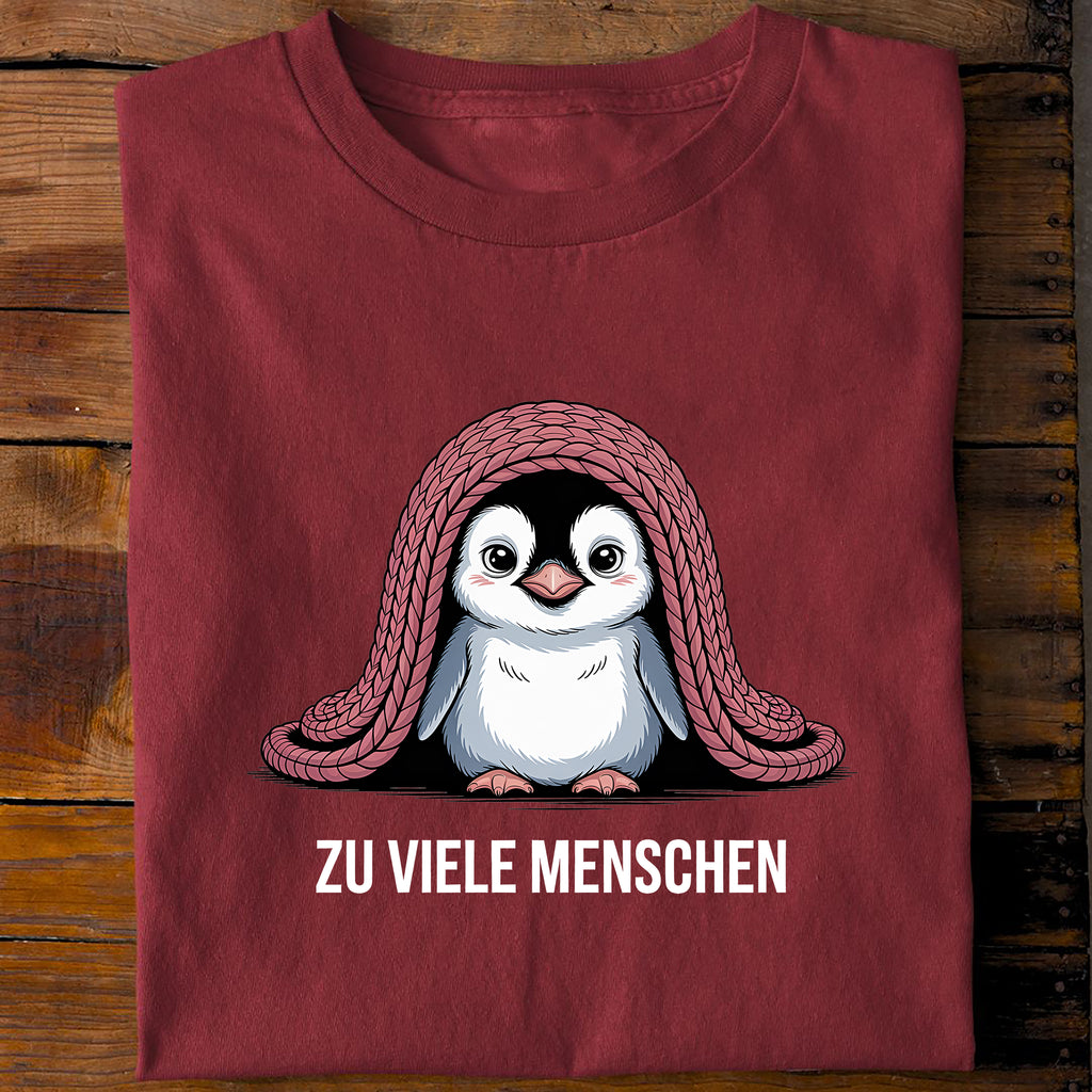 T-Shirt Zu viele Menschen Pinguin, Rückansicht