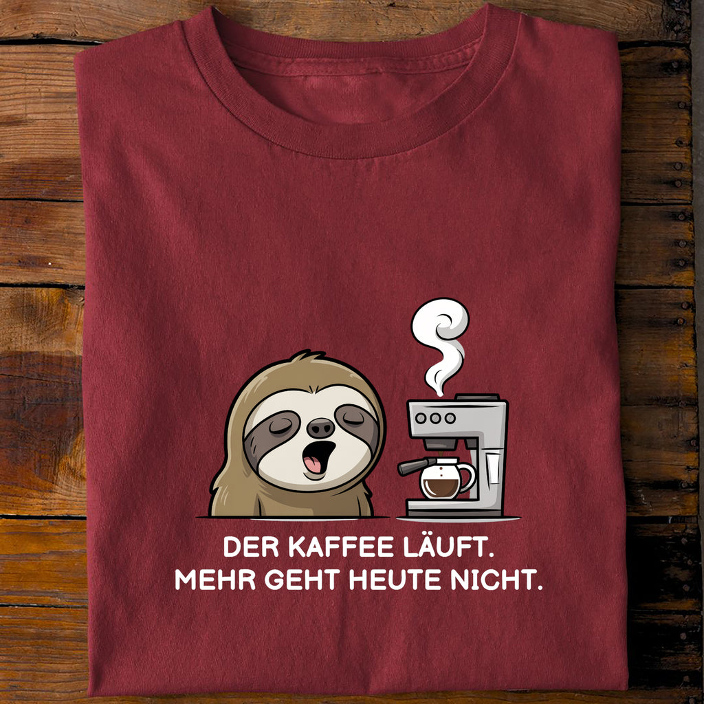 T-Shirt Der Kaffee läuft Faultier, Rückansicht