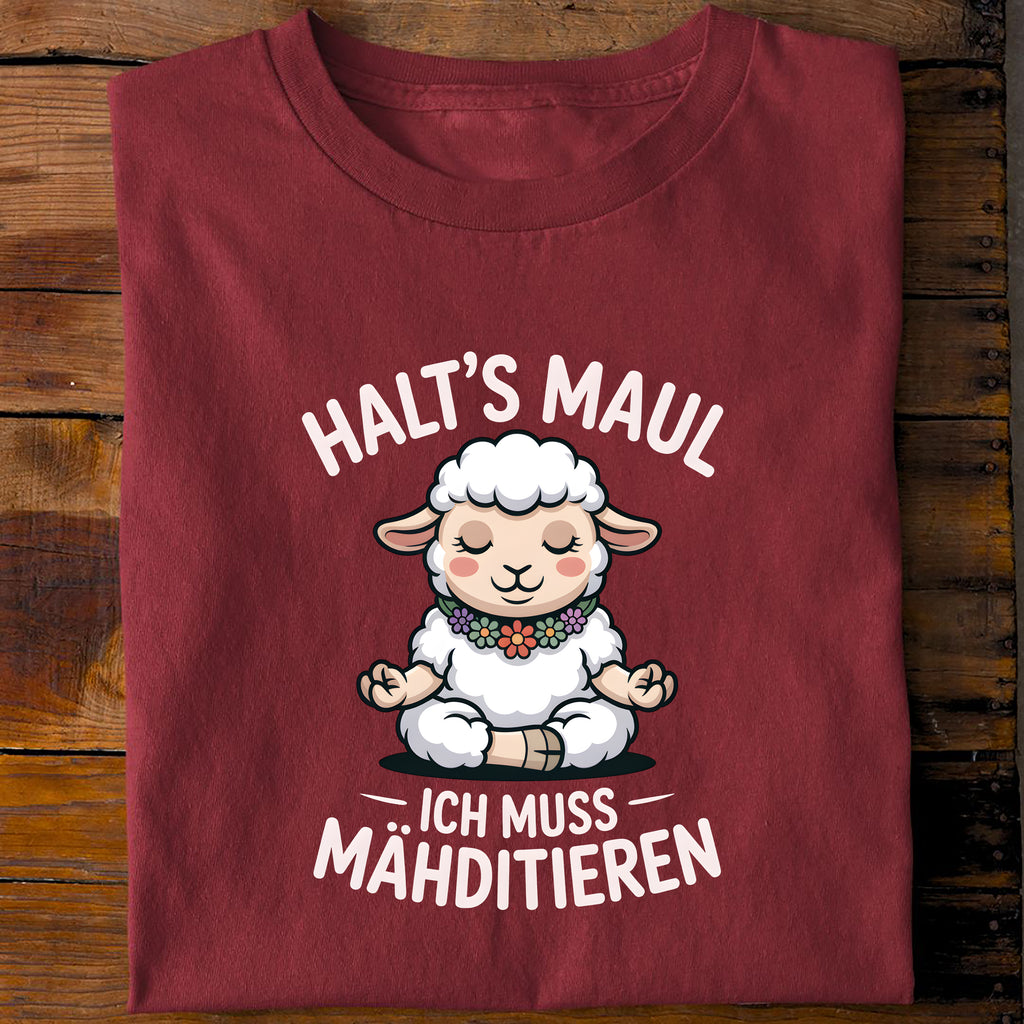 T-Shirt Ich muss Mähditieren, Rückansicht