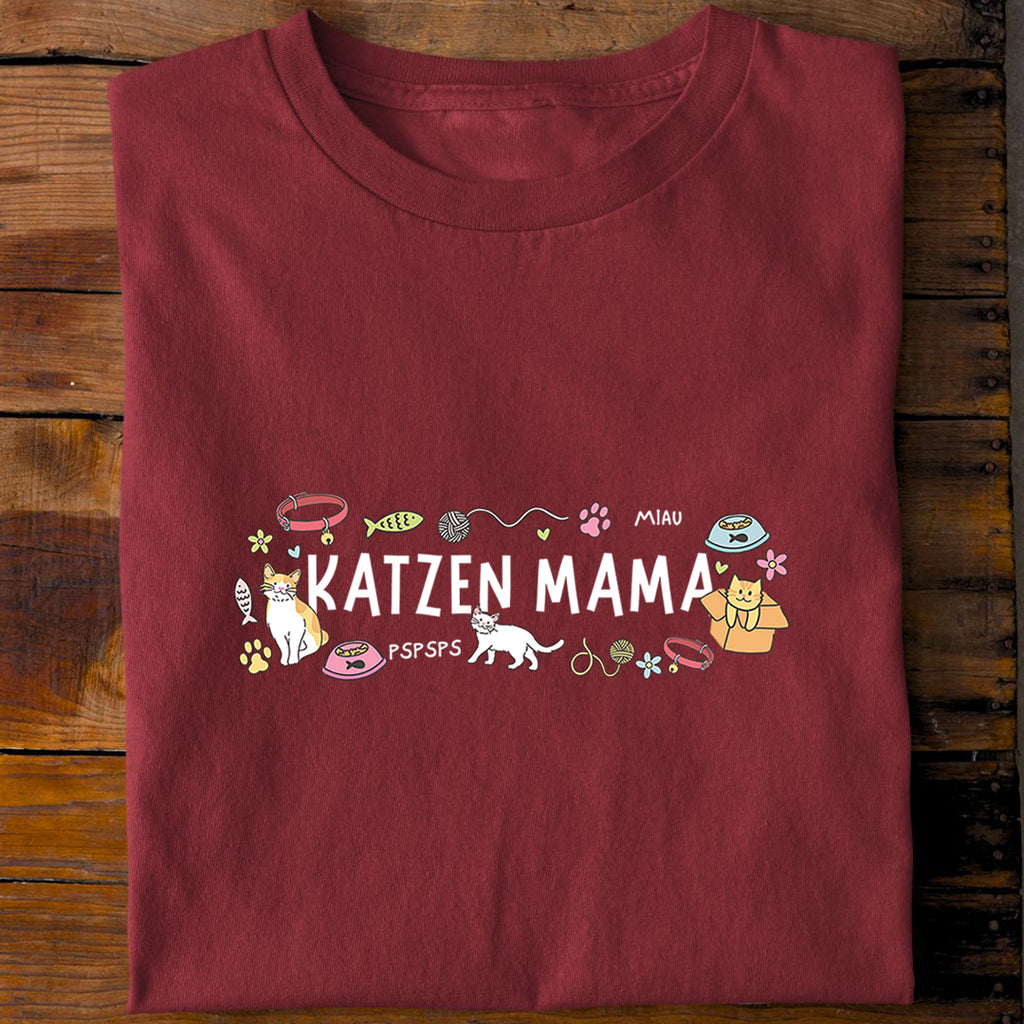 T-Shirt Katzen Mama Chaotisch, Rückansicht