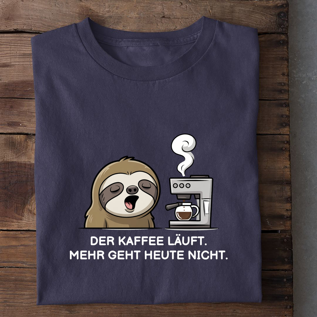 T-Shirt Der Kaffee läuft Faultier, weitere Ansicht