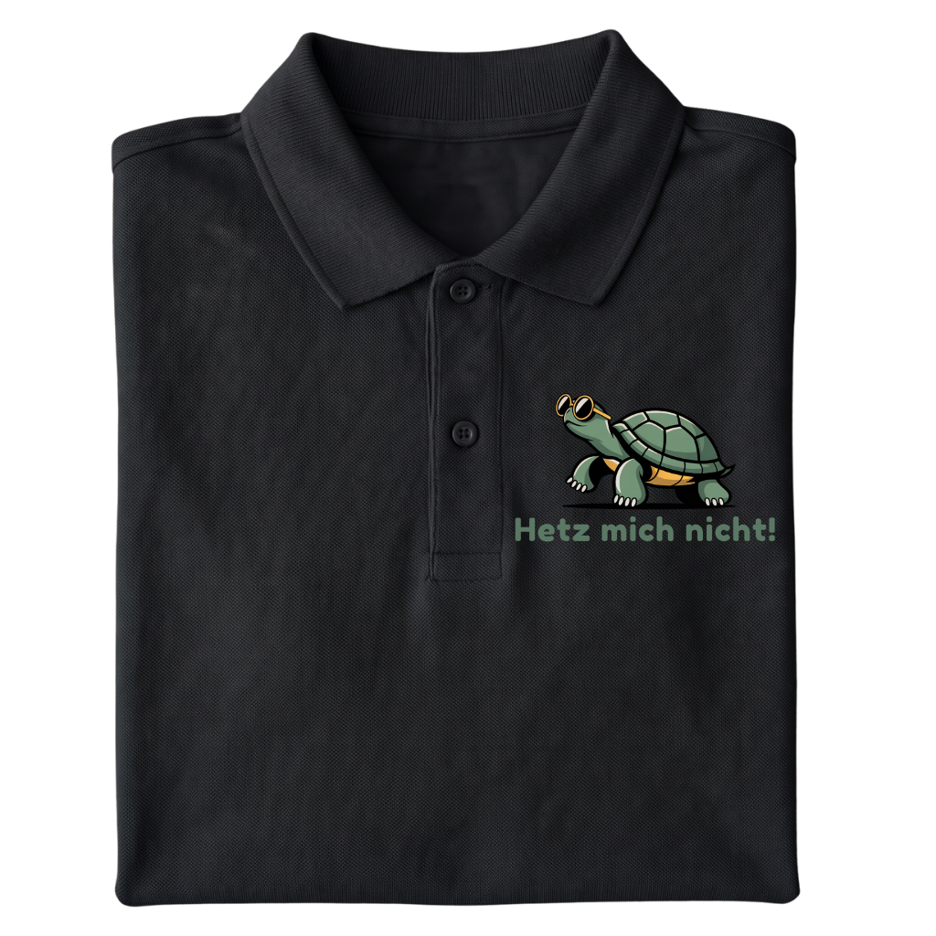 Hetz mich nicht Schildkröte Polo T-Shirt gefaltetes Mockup